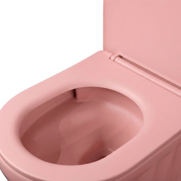 Set: Wall-hung toilet bowl + Countertop washbasin Rea Duo Sweet Pink Matt