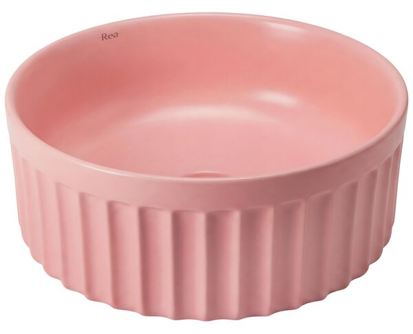Set: Wall-hung toilet bowl + Countertop washbasin Rea Duo Sweet Pink Matt