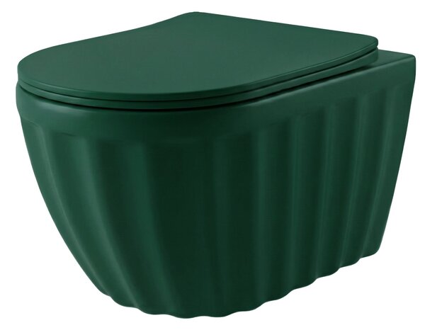 Set: Wall-hung toilet bowl + Countertop washbasin Rea Duo Matcha Matt