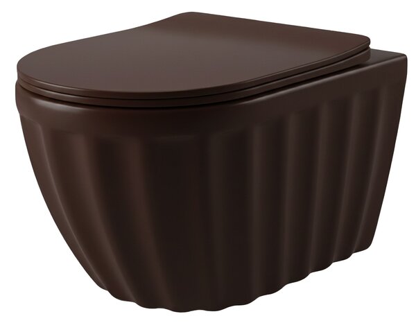 Set: Wall-hung toilet bowl + Countertop washbasin Rea Duo Espresso Matt
