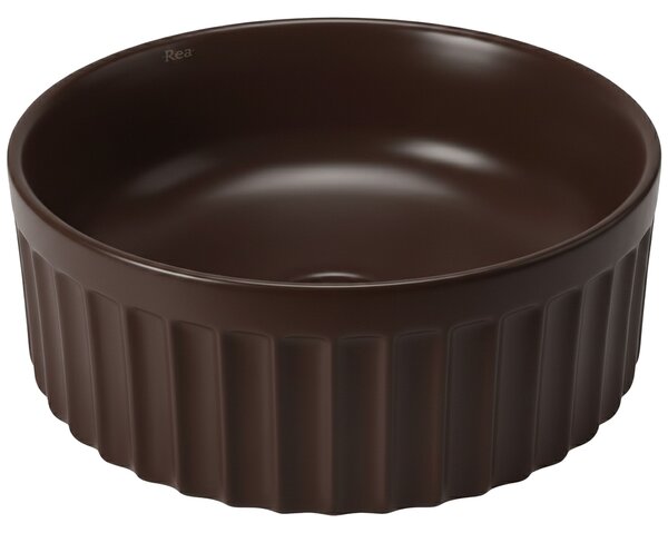 Set: Wall-hung toilet bowl + Countertop washbasin Rea Duo Espresso Matt
