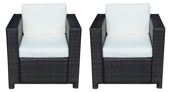 Outsunny 2 Pcs Rattan Single Armchairs-Black