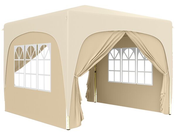 Outsunny 3 x 3m Pop-Up Gazebo Shelter, with Accessories - Sand