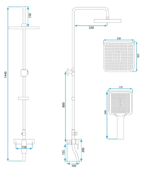 Shower set MY2021-77C REA ARGUS COPPER BRUSH
