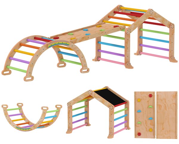 AIYAPLAY 9 in 1 Toddler Climbing Frame with Ramp, Slide, Arch, Ladder, Blackboard for 18-48 Months