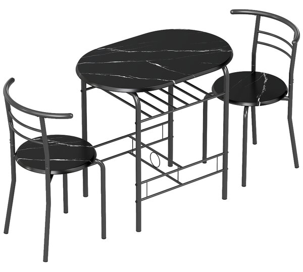 HOMCOM Three-Piece Compact Dining Set - Black