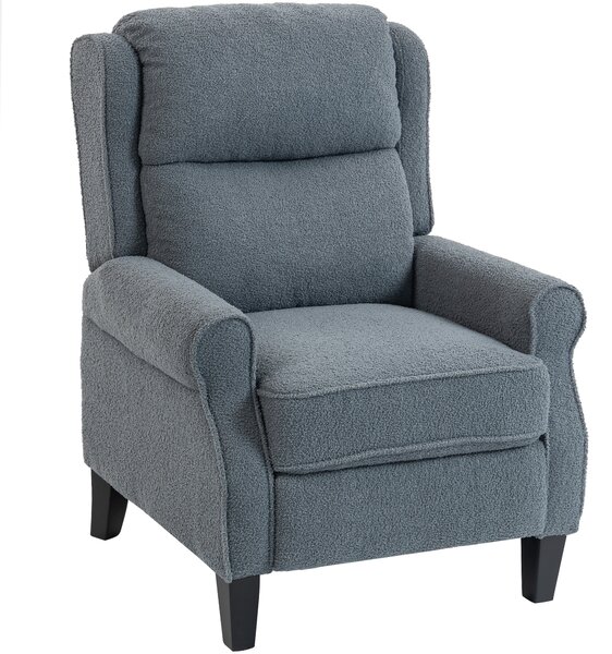 HOMCOM Recliner Armchair with Extended Leg Rest - Grey