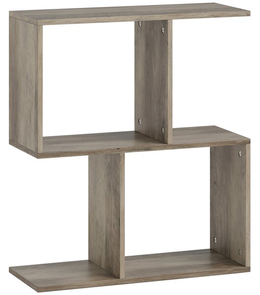 HOMCOM Side Table, Narrow End Table with Storage Shelves, S-Shaped, 3-Tier, 50W x 19.5D x 58H cm, Grey