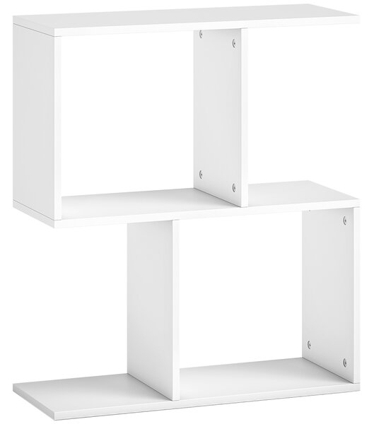 HOMCOM Side Table, Narrow End Table with Storage Shelves, S-Shaped, 3-Tier, 50W x 19.5D x 58H cm, White