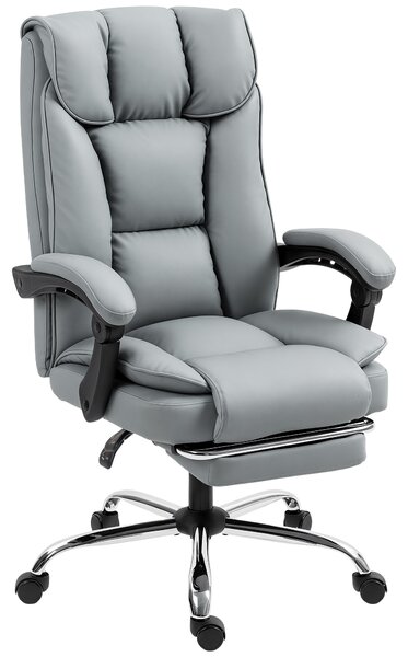 HOMCOM 155° Reclining Faux Leather Swivel Office Chair -Black