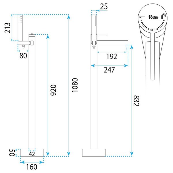 Free-standing faucet Rea Grace Brush Copper