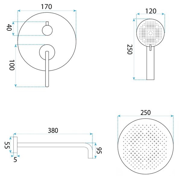 Shower system Rea Grace Brush Copper + BOX