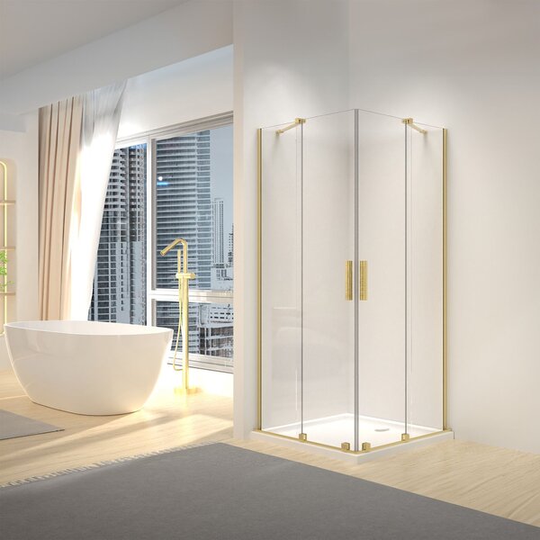 Shower enclosure REA Montana Double Gold Brush 90x90