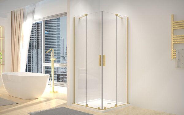 Shower enclosure REA Montana Double Gold Brush 90x90