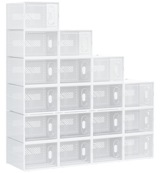 HOMCOM Stackable Clear Shoe Storage Box, 18PCS, Plastic with Magnetic Door, for Sizes up to UK 12/EU 46, Transparent Aosom UK