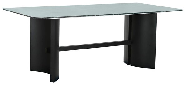 Dining Table Home ESPRIT Black Green Metal Tempered Glass 200 x 100 x 76 cm