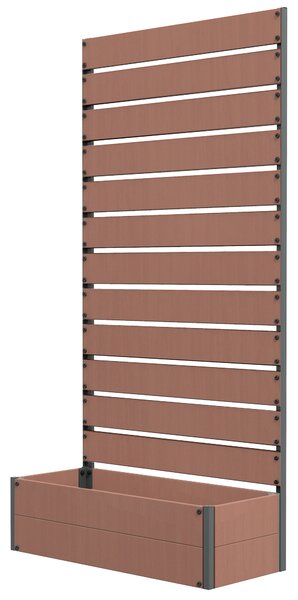 Outsunny Wood-plastic Composite Raised Planter with Climbing Trellis, 90.5L x 38W x 180H with Drainage Gap for Plants, Vines, Light Brown Aosom UK