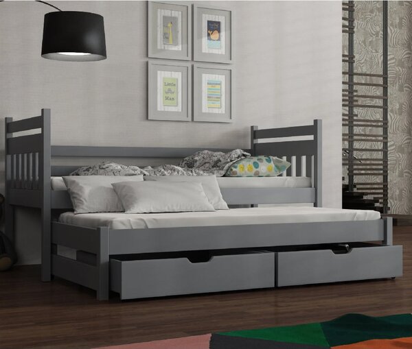 Donna Wooden Day Bed Without Mattress And Trundle In Grey