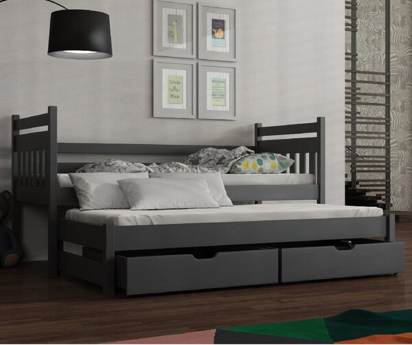Donna Wooden Day Bed Without Mattress And Trundle In Graphite