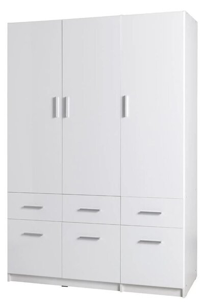 Swift High Gloss Wardrobe With 3 Doors 6 Drawers In White