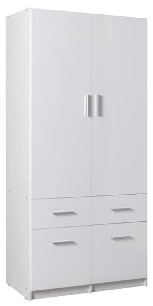 Swift High Gloss Wardrobe With 2 Doors 4 Drawers In White