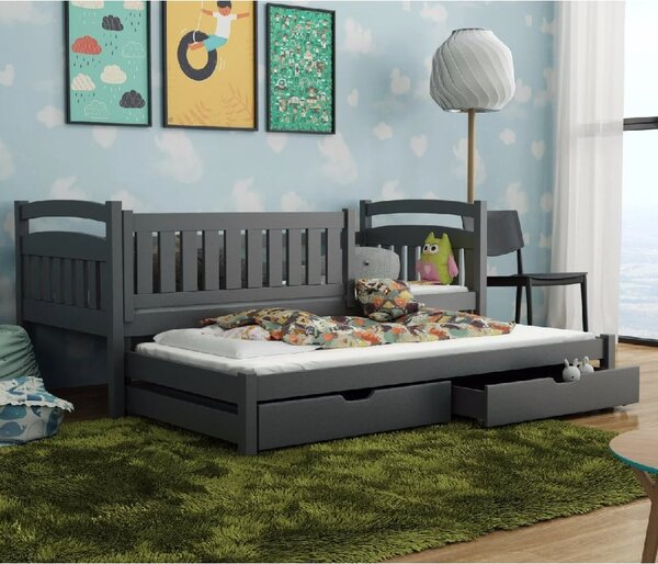 Gilroy Wooden Day Bed Without Mattress And Trundle In Graphite
