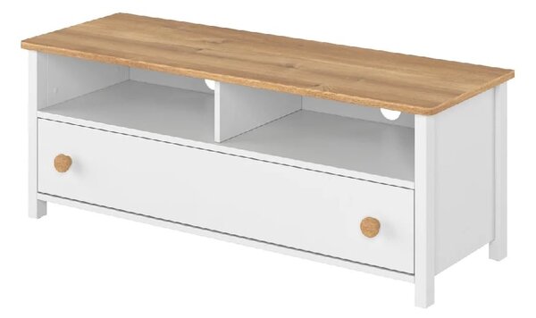Sevilla Wooden TV Stand With 1 Drawer In Matt White And Oak