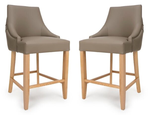 Clifton Taupe Faux Leather Counter Bar Chairs In Pair