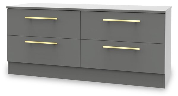 Bramham Grey 4 Drawer Low Storage Unit | Roseland Furniture