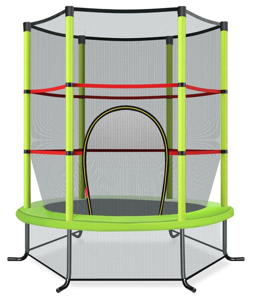 Kids Trampoline with Enclosure Safety Net for Family Games-Green