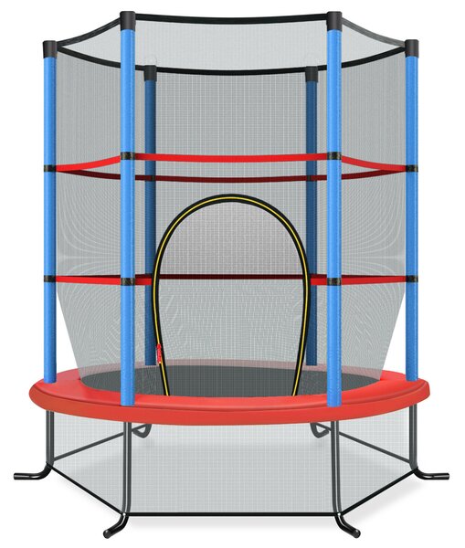 Costway Kids Trampoline with Enclosure Safety Net for Family Games-Blue