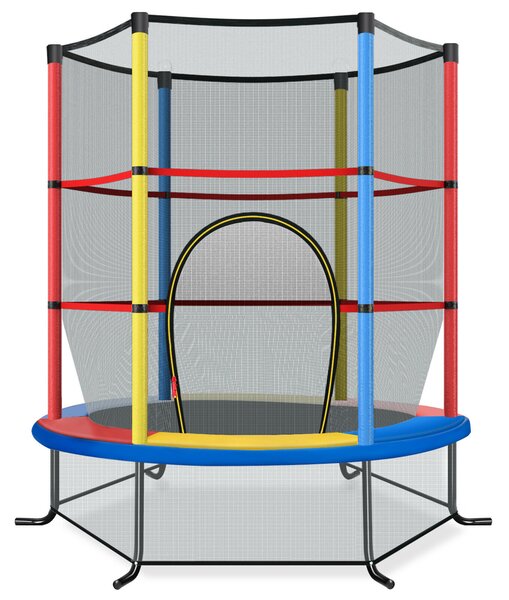 Kids Trampoline with Enclosure Safety Net for Family Games-Colourful