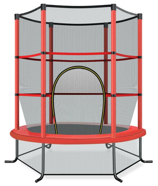 Costway Kids Trampoline with Enclosure Safety Net for Family Games-Red