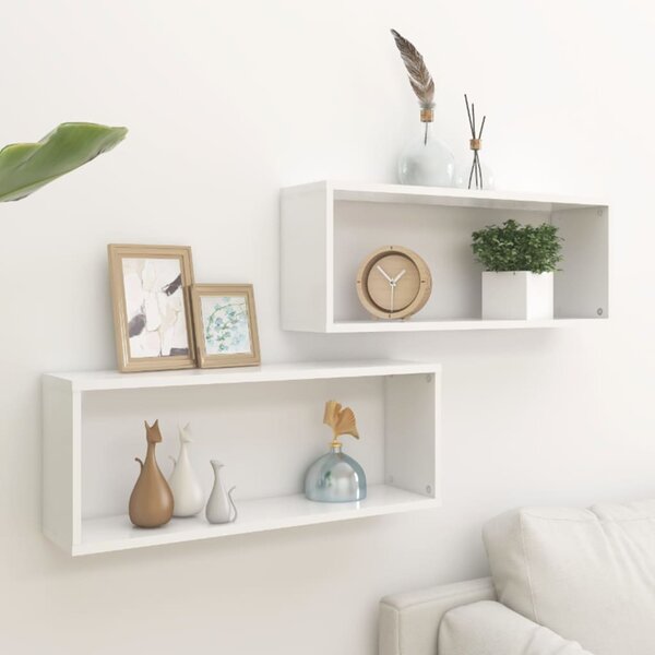 Wall Cube Shelf 2 pcs White 60x15x23 cm Engineered Wood