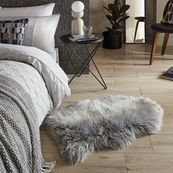 Tipped Faux Fur Pelt Rug Grey FAVI