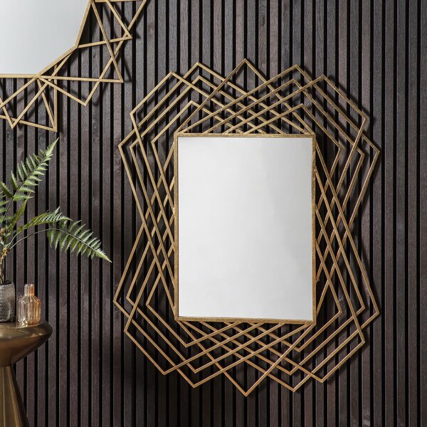 Spencer Rectangle Mirror, Gold Effect Effect 95x110cm Gold