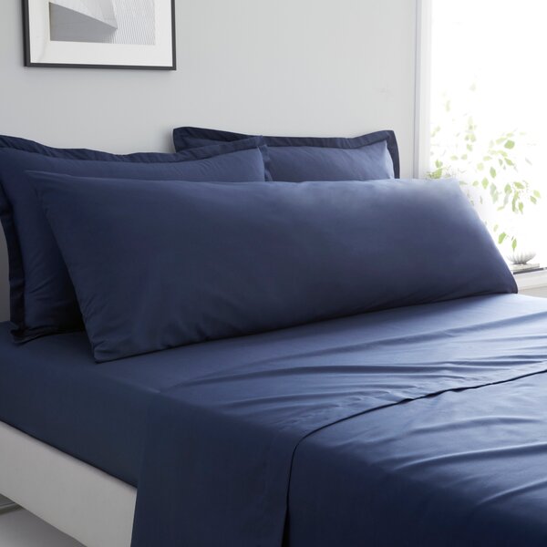 Pure Cotton Large Bolster Pillowcase Navy