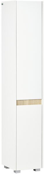 Kleankin Tall Bathroom Cabinet with Adjustable Shelves, 5-Tier Modern Freestanding Tallboy with Storage Cabinets, White