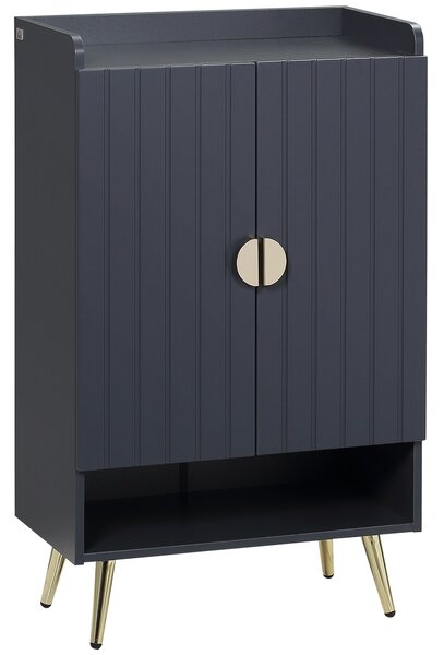 HOMCOM Shoe Cabinet: Modern Grey Storage with 2 Doors, Open Shelf, Adjustable Interiors for 15 Pairs