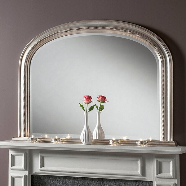 Yearn Beaded Overmantle Mirror, Silver Silver