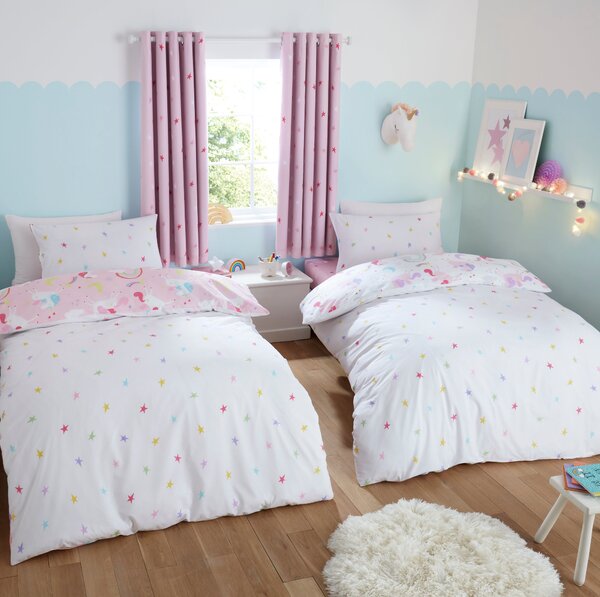 Unicorn Stars Duvet Cover and Pillowcase Twin Pack Set