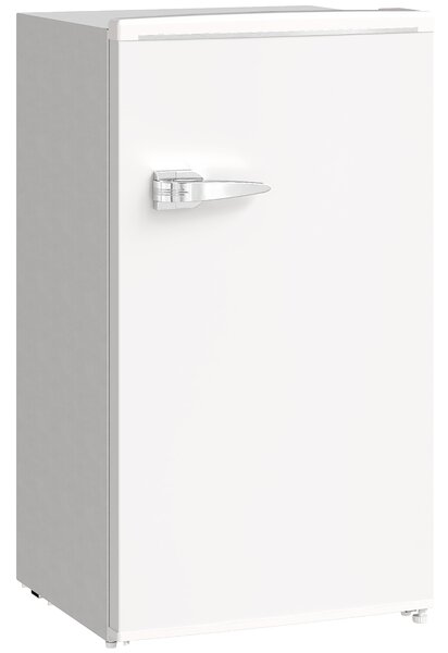 HOMCOM Under Counter Fridge, 85L Small Retro Refrigerator with Chiller Box, Adjustable Thermostat, Glass Shelves, White