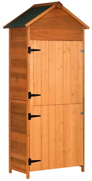Outsunny Garden Storage Shed with 3 Shelves, Wooden Garden Storage, Utility Gardener Cabinet, Lockable Double Doors, 8 x 5 m Aosom UK