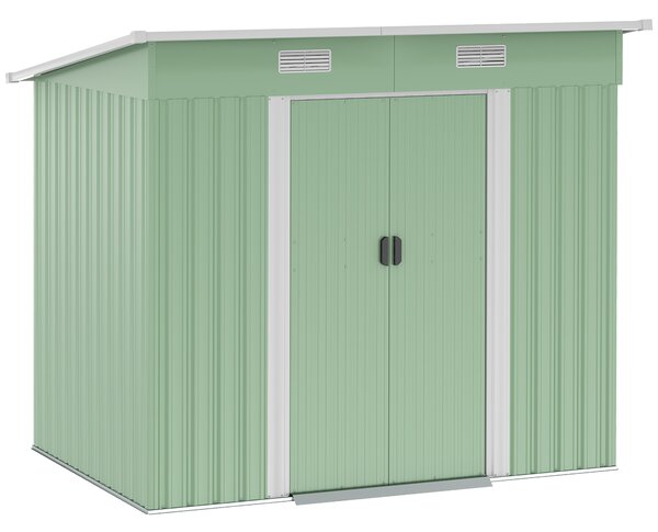 Outsunny 6.8 x 4.3ft Outdoor Garden Storage Shed, Tool Storage Box for Backyard, Patio and Lawn, Light Green