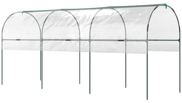 Outsunny Tunnel Tomato Greenhouse with 4 Hoops and Top Tap, Pointed Bottom and Guy Ropes, Clear Aosom UK