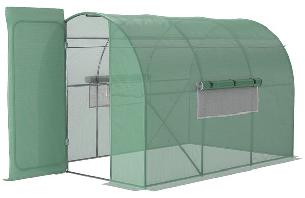 Outsunny Large Walk-In Greenhouse, Plant Gardening Tunnel Hot House with Metal Hinged Door, Galvanised Steel Frame & Mesh Windows (3 x 2M)