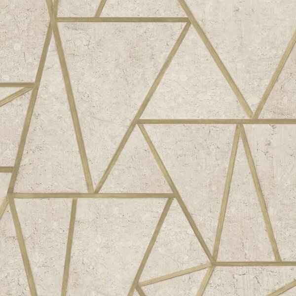 DUTCH WALLCOVERINGS Wallpaper Triangles Beige and Gold