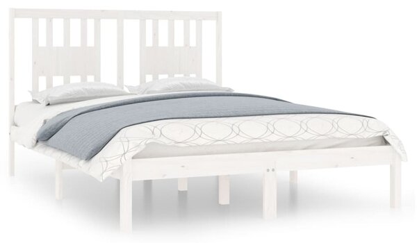 Bed Frame without Mattress White Solid Wood Small Double