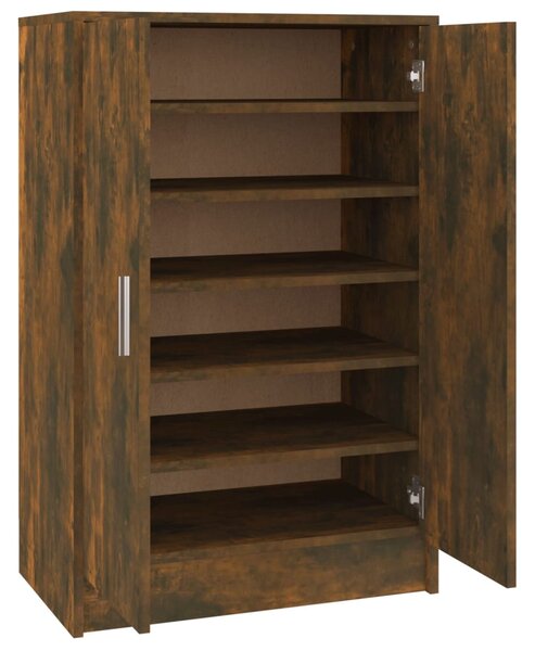 Shoe Cabinet Smoked Oak 60x35x92 cm Engineered Wood