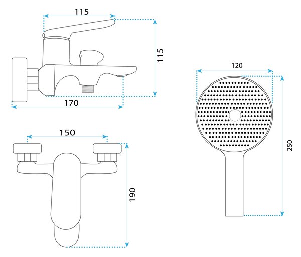 Bath faucet REA Marco Gun Grey